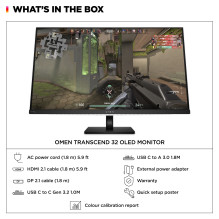 HP OMEN Transcend 31,5 colio UHD 240Hz OLED žaidimų monitorius – Transcend 32 kompiuterio monitorius