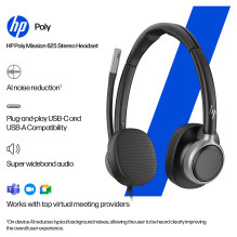 Poly Mission 625 Stereo USB Wired Headset (Bulk) Poly Mission 625 Stereo USB Wired Headset (Bulk)