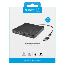 „Sandberg“ USB-C / A DVD disko optinis diskų įrenginys