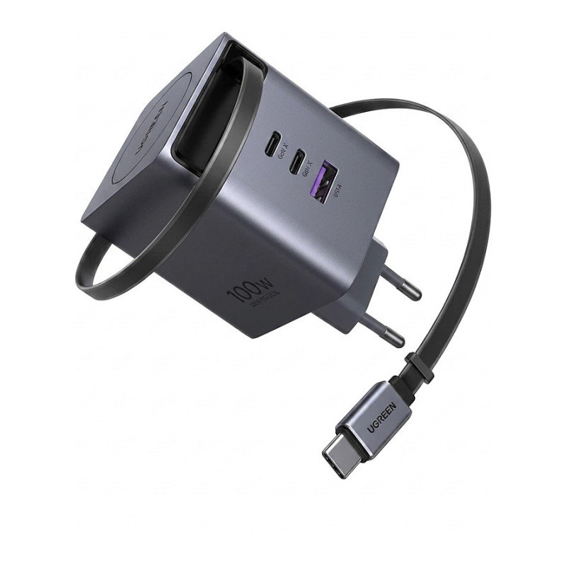 UGREEN X616 100W GaN Fast Charger 2x USB-C 1x USB-A 1x retractable USB-C cable