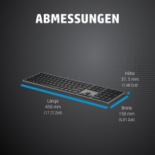 HP 975 USB+BT dviejų režimų belaidė klaviatūra (DE) HP 975 USB+BT dviejų režimų belaidė klaviatūra (DE)