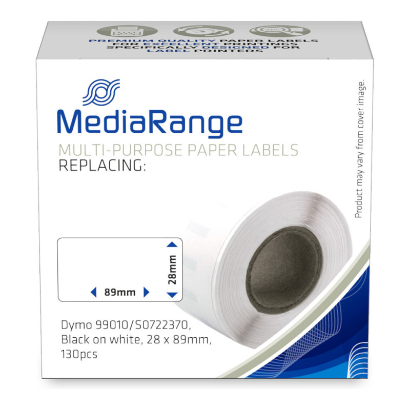 MediaRange label tape 28x89mm black / white Dymo 99010 / S0722370 130 pcs