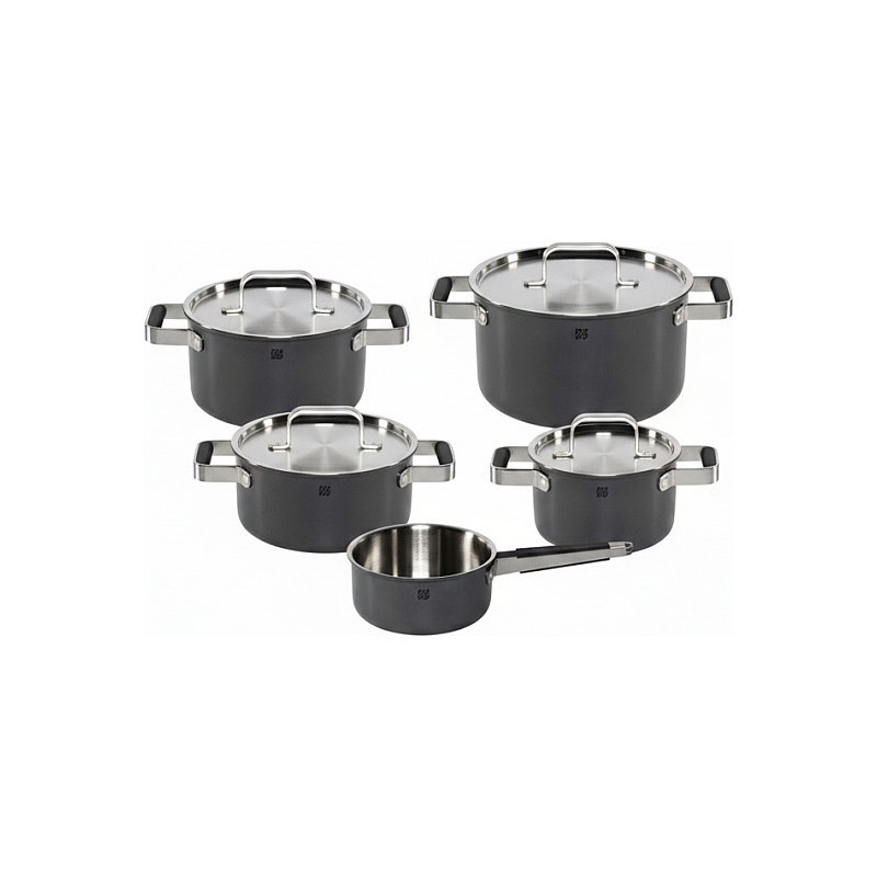 Pure 5-piece cookware set, 18/10, grey