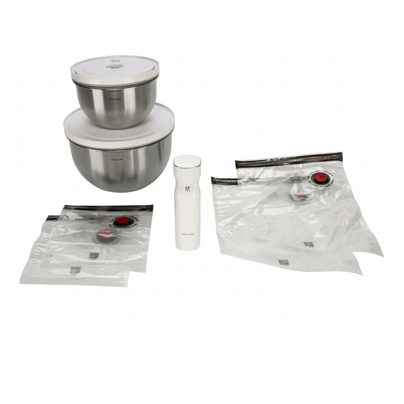 FreshSave Bowl Vacuum Starter Set, 9 pieces, stainless steel