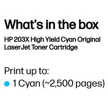 HP 203X didelės talpos žydro spalvos originali LaserJet tonerio kasetė HP 203X didelės talpos žydro spalvos originali LaserJet tonerio kasetė