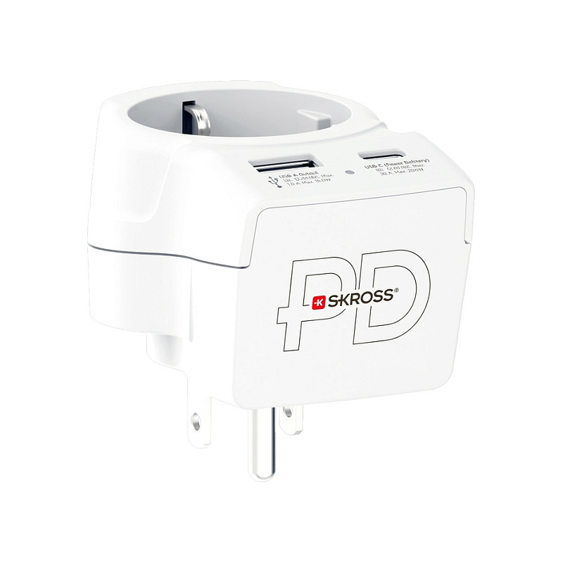 SKROSS Country Plug Europe to US USB AC20PD white