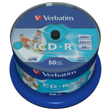Verbatim CD-R AZO platus rašalinis spausdintuvas, spausdinamas be ID Verbatim CD-R AZO platus rašalinis spausdintuvas, spausdinamas be ID