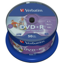 Verbatim DVD+R plataus rašalinio spausdinimo be identifikavimo prekės ženklo