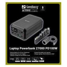 „Sandberg“ nešiojamojo kompiuterio įkroviklis 27000 PD100W „Sandberg“ nešiojamojo kompiuterio įkroviklis 27000 PD100W