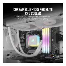 K CORSAIR WAK aušinimas iCUE H100i RGB ELITE WHITE 240mm