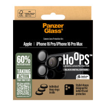 „PanzerGlass ® Hoops®“ kameros objektyvo apsauga, juoda, „iPhone 16 Pro“, „16 Pro Max“