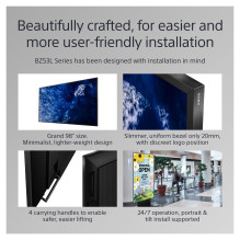 98 colių „Sony BRAVIA FW-98BZ53L“ 4K viso masyvo LED ekranas su HDMI, USB, HDR ir „AirPlay“, „Chromecast“.
