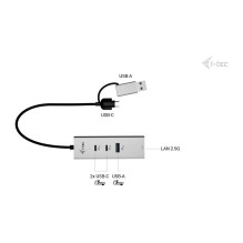 D I-TEC USB-C / USB-A metalinis šakotuvas 3 2x USB-C Gen1 1x USB-A Gen1 1x 2,5GLAN