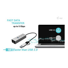 D I-TEC USB-C / USB-A metalinis šakotuvas 3 2x USB-C Gen1 1x USB-A Gen1 1x 2,5GLAN