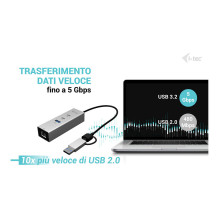D I-TEC USB-C / USB-A metalinis šakotuvas 3 2x USB-C Gen1 1x USB-A Gen1 1x 2,5GLAN