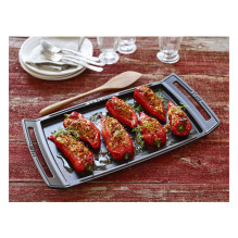 Plancha suitable for induction cooking, cast iron, black, 38 cm