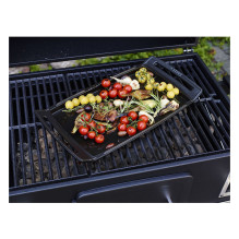 Plancha suitable for induction cooking, cast iron, black, 38 cm