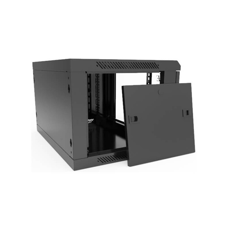 Wall-mounted 19" 12U cabinet ZH-6412B (600x550x501mm, black, IP20, 2 doors, unassembled)
