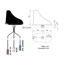 Antena dachowa GPS / GNSS UMTS LTE 5G WLAN 76°