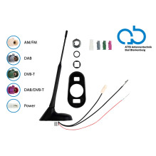 Aktywna antena dachowa AM / FM DAB+ DVB-T 76° 12V