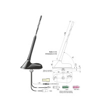 Aktywna antena dachowa AM / FM DAB+ DVB-T 76° 12V
