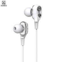 iKAKU KSC-398 Universal Lightweight HiFi In-Ear Headphones 3.5mm with Microphone 1.2m White