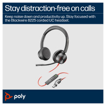 HP Poly Blackwire 8225 stereo USB-C ausinės + USB-C / A adapteris