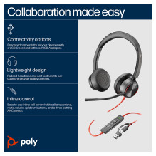 HP Poly Blackwire 8225 stereo USB-C ausinės + USB-C / A adapteris