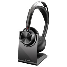 HP Poly Voyager Focus 2 USB-CC ausinės + USB-C / A adapteris + įkrovimo stovas