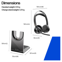 HP Poly Voyager Focus 2 Microsoft Teams Certified USB-C-C Headset +USB-C / A Adapter +Charging Stand