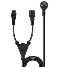 Power Cord - LINDY Schuko to 1x C13 and 1x C5 Power Cord, 2 m, Black Power Cord - LINDY Schuko to 1x C13 and 1x C5 Power Cord, 2 m, Black