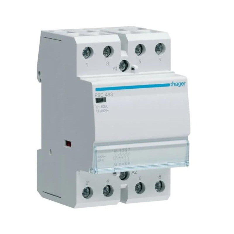 Contactor Hager ESC463, 4-pole, 63 A, 3 modules