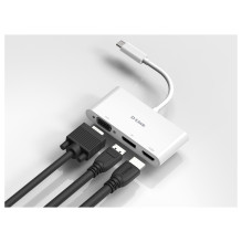 USB-C HUB 3Port D-Link DUB-V310 DisplayPort HDMI VGA 4K passiv White