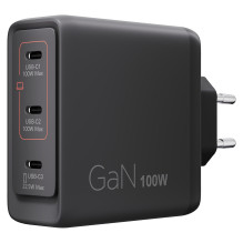 N Lenovo kelių prievadų USB-C 100 W GaN-Ladegerät / Netzteil Schwarz inkl. USB-C kabelis (1,8 m)