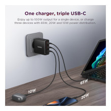 N Lenovo kelių prievadų USB-C 100 W GaN-Ladegerät / Netzteil Schwarz inkl. USB-C kabelis (1,8 m)