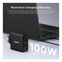 Lenovo Multi-Port USB-C 100W GaN Charger / Power Adapter Black incl. USB-C Cable (1.8m)