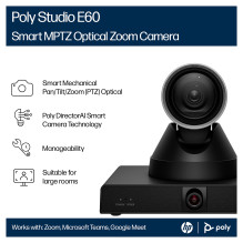 HP Poly Studio E60 - Konferenzkamera - PTZ - Farbe - 2 x 8 MP - 3840 x 2160 - 4K UHD, 2160p - Audio - LAN - USB - DC 12 