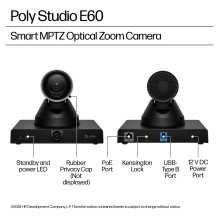 HP Poly Studio E60 - Konferenzkamera - PTZ - Farbe - 2 x 8 MP - 3840 x 2160 - 4K UHD, 2160p - Audio - LAN - USB - DC 12 