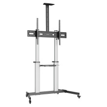 Manhattan 462563 TV-Wagen 60-100" 80kg VESA 1000x600 neigbar Kamera- / AV-Ablage Rollen Silver Black