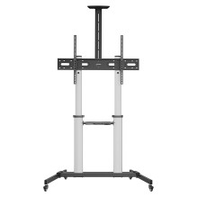Manhattan 462563 TV-Wagen 60-100" 80kg VESA 1000x600 neigbar Kamera- / AV-Ablage Rollen Silver Black