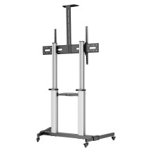 Manhattan 462563 TV-Wagen 60-100" 80kg VESA 1000x600 neigbar Kamera- / AV-Ablage Rollen Silver Black