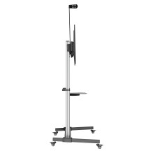 Manhattan 462563 TV-Wagen 60-100" 80kg VESA 1000x600 neigbar Kamera- / AV-Ablage Rollen Silver Black