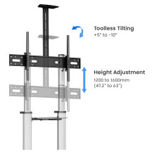 Manhattan 462563 TV-Wagen 60-100" 80kg VESA 1000x600 neigbar Kamera- / AV-Ablage Rollen Silver Black