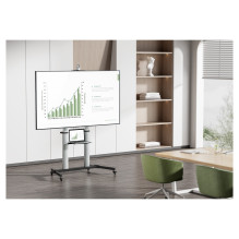Manhattan 462563 TV-Wagen 60-100" 80kg VESA 1000x600 neigbar Kamera- / AV-Ablage Rollen Silver Black
