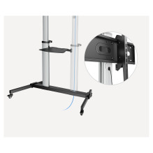 Manhattan 462563 TV Cart 60-100" 80kg VESA 1000x600 Tiltable Camera/AV Shelf Wheels Silver Black