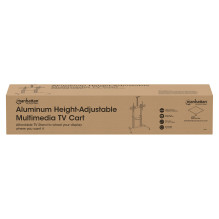 Manhattan 462563 TV-Wagen 60-100" 80kg VESA 1000x600 neigbar Kamera- / AV-Ablage Rollen Silver Black