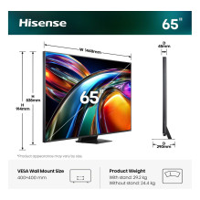 164,0 cm / 65" (3840 x 2160) „Hisense 65UR9DS“ išmanusis televizorius 4K RGB „MiniLED“ 6 ms 170 Hz HDMI USB-C LAN H