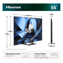 139,0cm / 55" (3840x2160) Hisense 55U7SE Smart TV 4K ULED MiniLED 6ms 144Hz HDMI USB LAN HDR VESA WiFi Bluetooth Bl