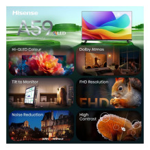 100,0cm / 40" (1920x1080) Hisense 40A59S Smart TV FHD Hi-QLED 9,5ms 60Hz HDMI USB LAN HDR VESA WiFi Black