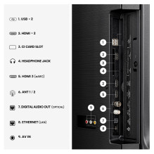 126,0 cm / 50" (3840 x 2160) „Hisense 50E7S“ išmanusis televizorius 4K „Hi-QLED“ 9,5 ms 60 Hz HDMI USB LAN HDR VESA